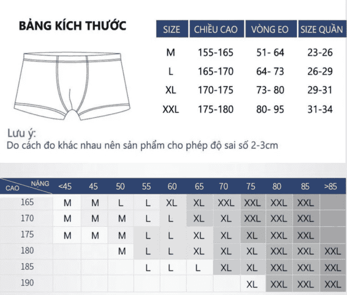 Hộp 4 Quần lót nam thông hơi - Quần sịp đùi nam