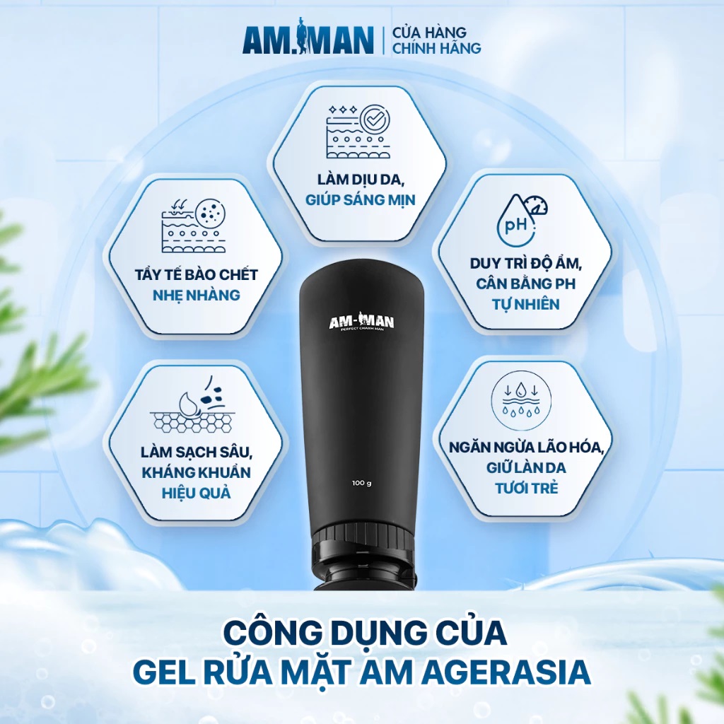 Combo tinh hoa nam giới AM MAN: Sữa tắm gội nam AM FANTASTIC 5in1 365ml &amp; Gel rửa mặt AM AGERASIA 100ml &amp; Bọt vệ sinh nam AM CHERISH 120ml kèm hộp túi làm quà tặng