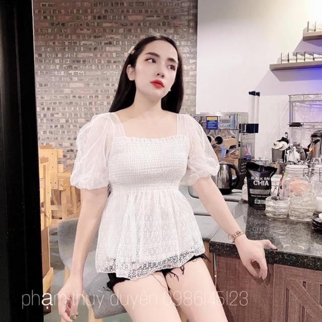 ÁO REN PEPLUM CHUN NGỰC MẶC HAI KIỂU
