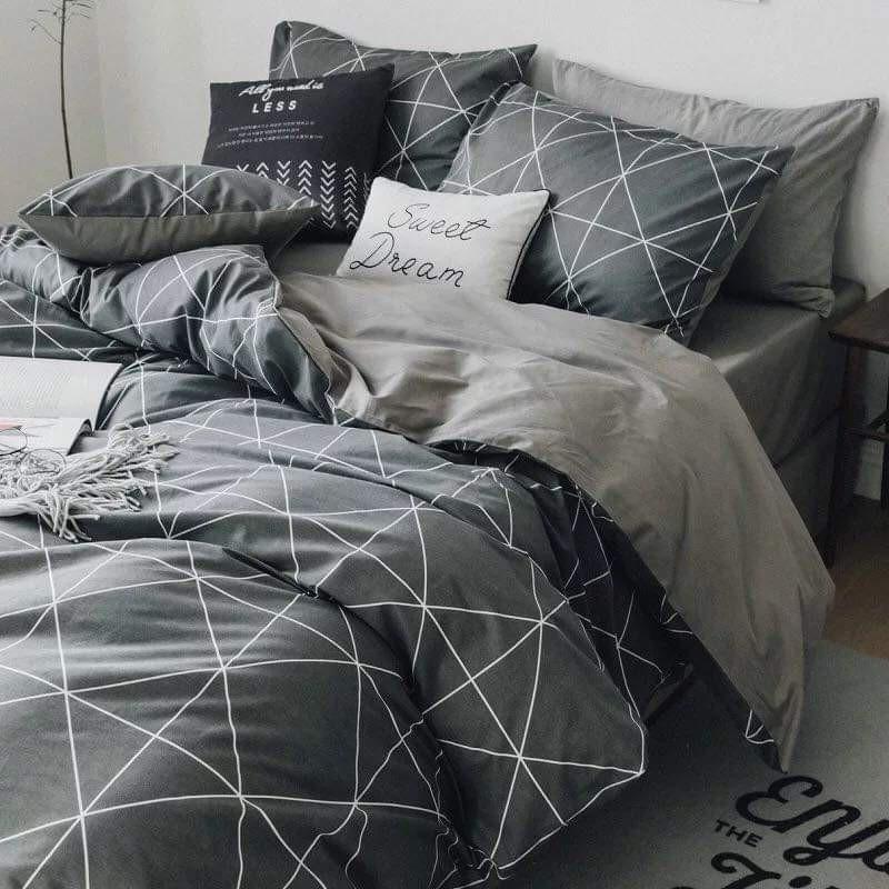 Bộ Chăn Ga Gối Cotton Poly Nhập Khẩu- Kẻ Ô Vuông