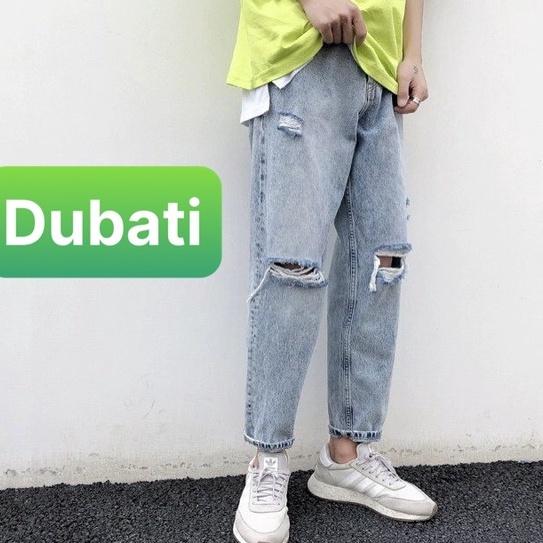 QUẦN JEAN NAM BAGGY RÁCH GỐI ỐNG RỘNG SUÔNG, VẢI KHÔNG XÙ HOT TREND- DB 46- DUBATI FASHION