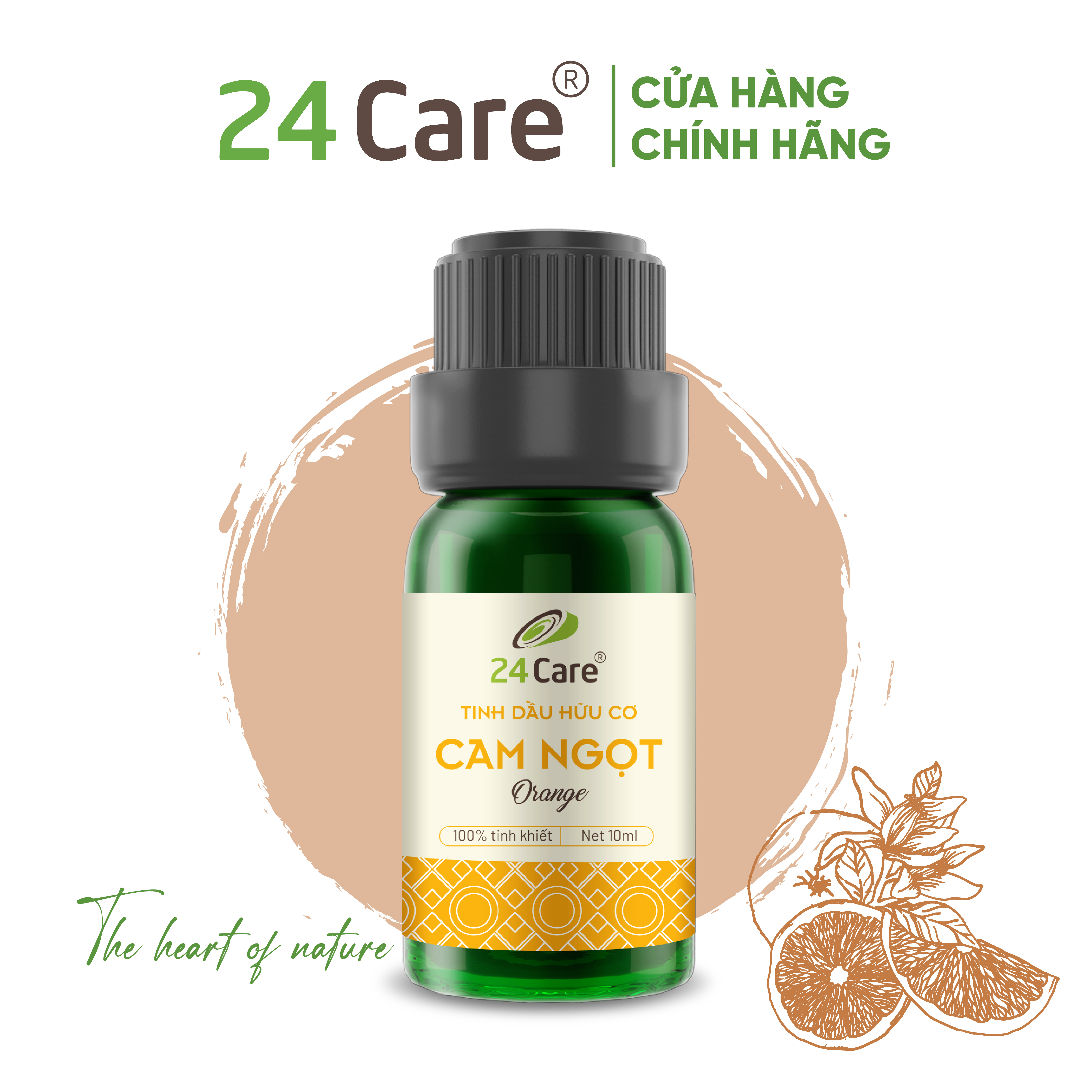 Tinh Dầu Cam Ngọt Nguyên Chất 24Care - Tinh Dầu Xông Thơm Phòng Giúp Giảm Căng Thẳng, Ngủ Ngon, Khử Mùi - Tinh dầu Sả Chanh/ Bạc Hà/ Oải hương/ Ngọc Lan Tây/ Tràm Trà/ Bưởi Ngọt/ Vỏ Quế