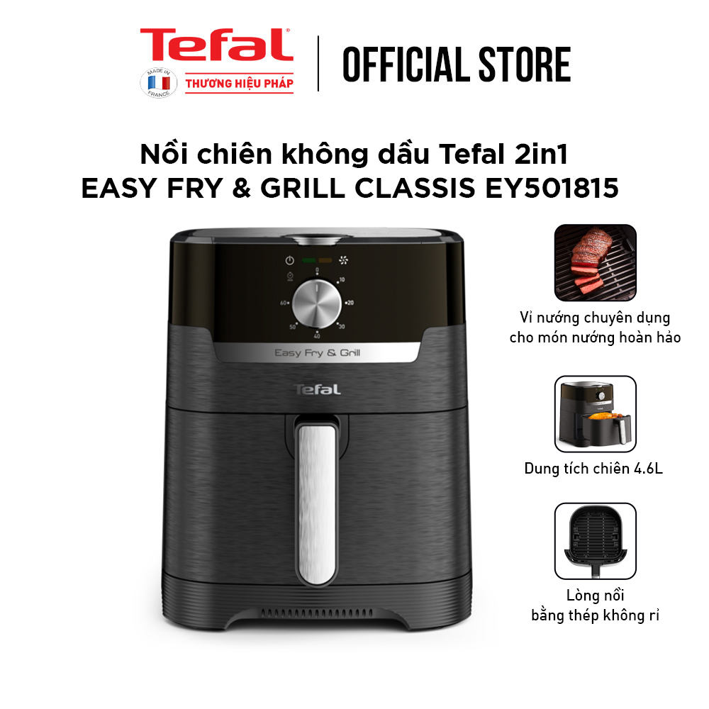 Nồi chiên, nướng không dầu cơ Tefal 2 trong 1 EY501815, Dung tích lòng nồi 4.6L / sử dụng 4.2L /1.2kg- Hàng chính hãng