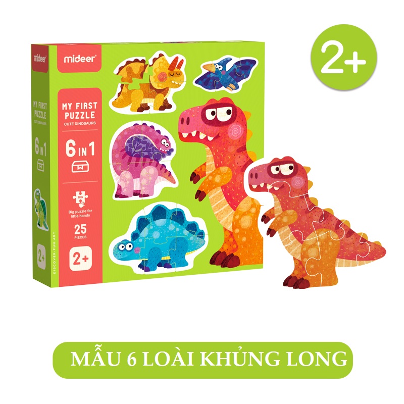 Bộ xếp hình Mideer cho bé 1.5 tuổi trở lên làm quen - mẫu KHỦNG LONG - Mideer My first puzzle DINOSAUR