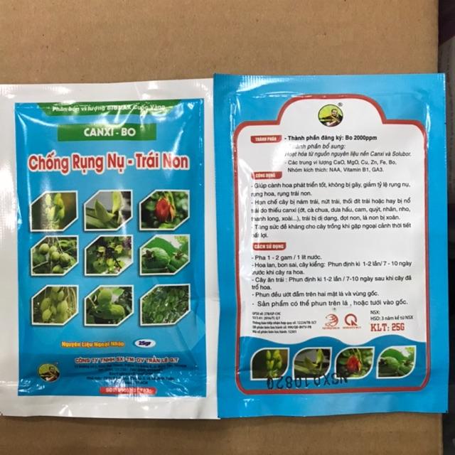 Phân Bón Canxi Bo Chống Rụng Nụ Hoa, Trái Non, Nứt Trái Dạng Gói 25G