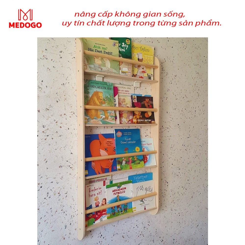 Giá sách treo tường 4 tầng gỗ thông nhập khẩu cao cấp, bền đẹp trang trí phòng cho bé