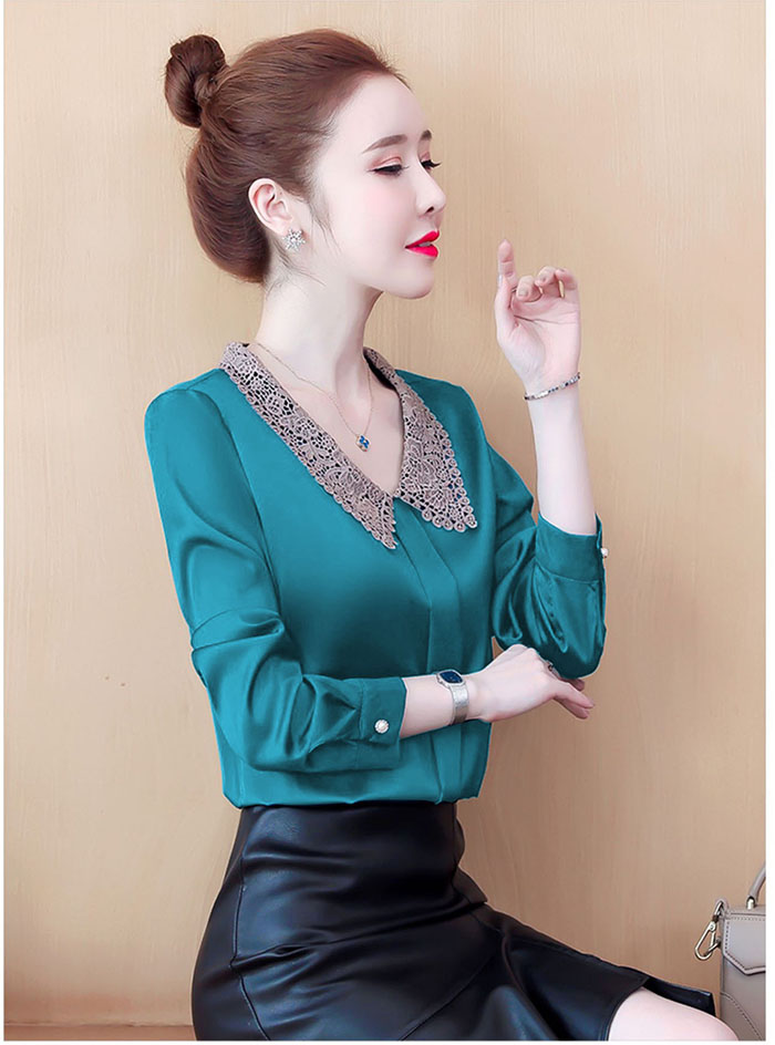 Áo sơ mi công sở cổ ren nổi cực sang NT33299