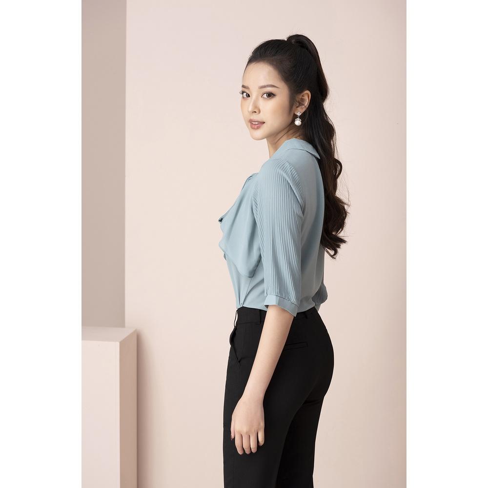 Áo Sơ Mi Nữ Tay Lỡ LUPERI LFSM1210 Cổ Cách Điệu, Chất Voan Hàn Mỏng Nhẹ, Thoáng Mát