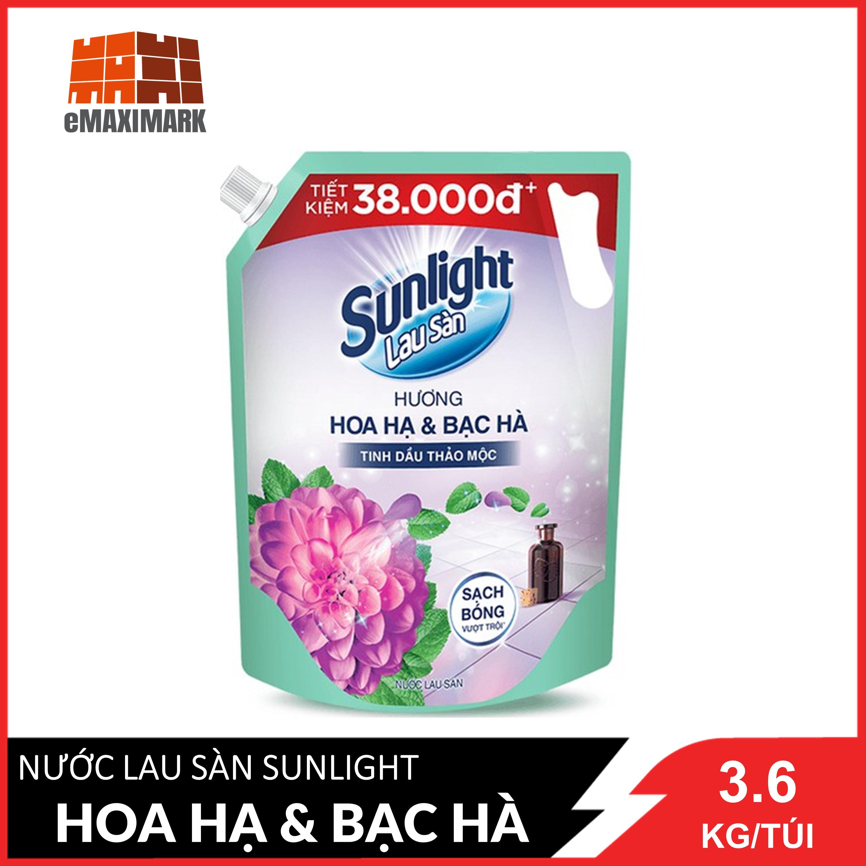 Nước lau sàn Sunlight Hương Hoa Hạ và Bạc Hà Túi 3.6kg