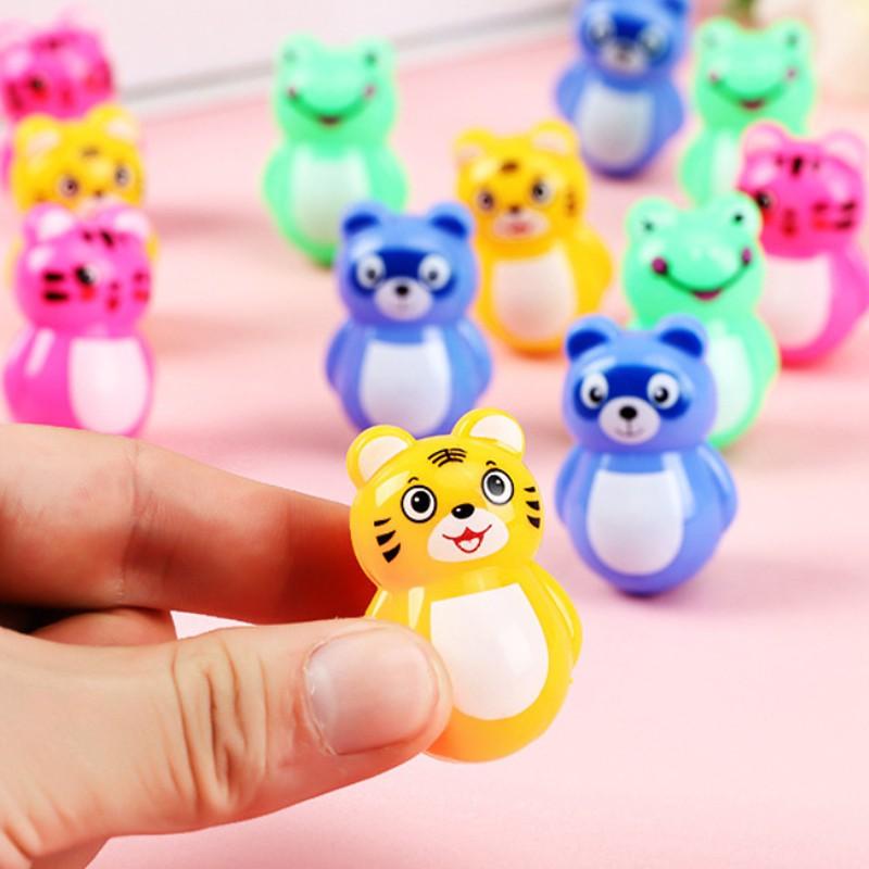 Bộ 24 con Lật Đật mini bằng nhựa cao 4cm hình mèo,gấu, hổ, ếch làm đồ chơi cho bé phát triển trí não toàn diện