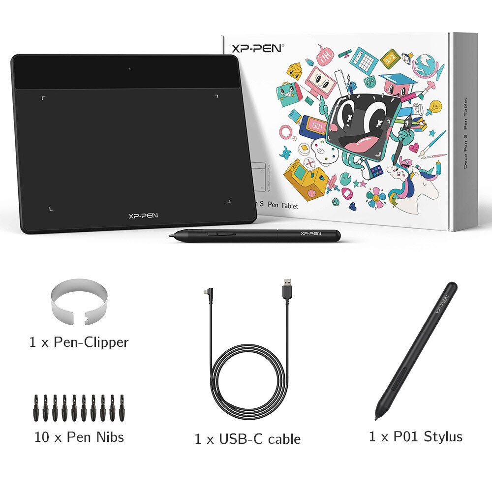 Bảng Vẽ Điện Tử XP-Pen Deco Fun L 10X6.27 inch Android Hỗ Trợ Cảm ứng Nghiêng kèm Bút Vẽ Không Sạc P01 - Hàng Chính Hãng - Red