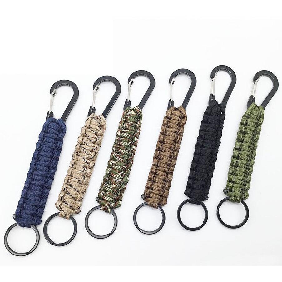 Outdoor Keychain Ring Camping Carabiner Military Paracord Cord Rope Camping Survival Kit Emergency Knot Bottle Opener Key Chain