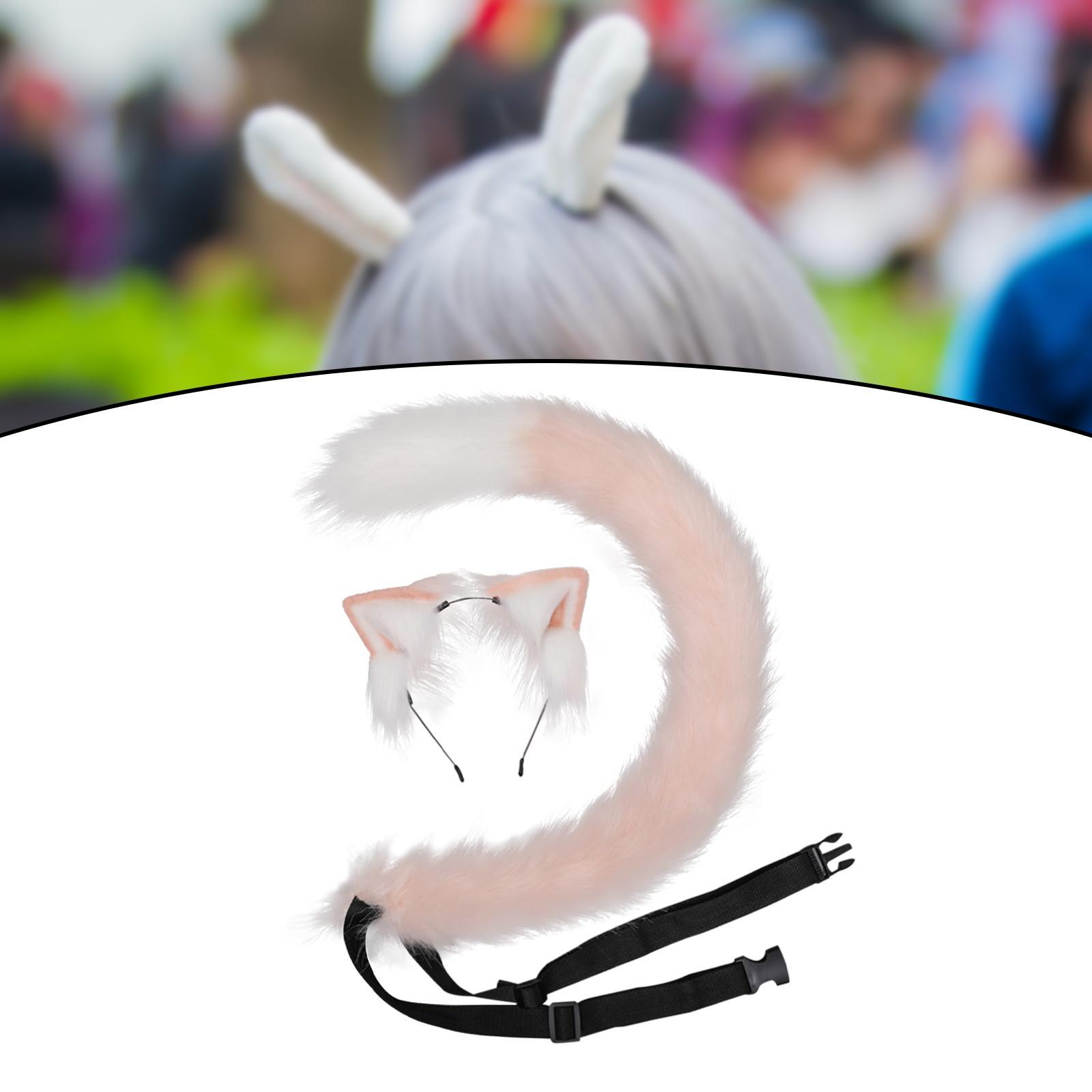 And Tail Set Accessories for Cosplay Dress up Stage Shows Pink