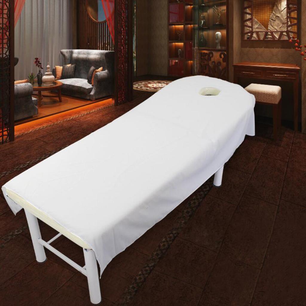 White  Massage SPA Treatment Bed Table Cover Sheets With Hole