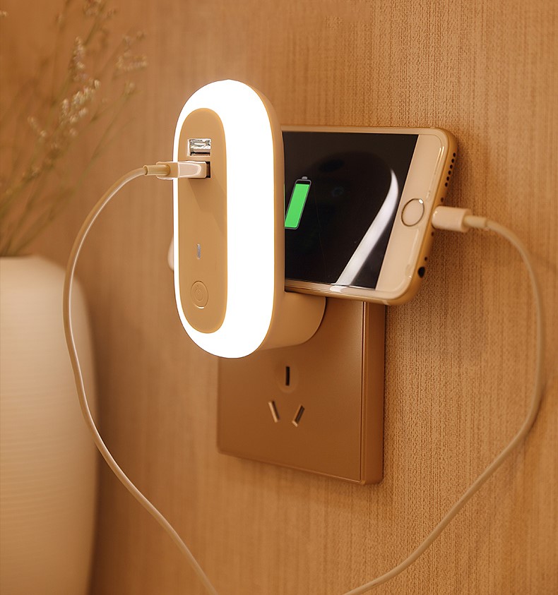 Hình ảnh Đèn ngủ thông minh điều khiển từ xa 10 cấp độ, 3 chế độ sáng, tích hợp cổng USB sạc nhanh - Bảo hành 6 tháng
