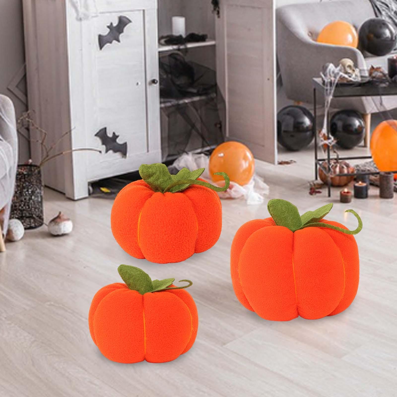 3Pcs Simulated Pumpkin Plush Toy Pumpkin Decoration Artwork Fake Pumpkin Tabletop Pumpkin Figurine Ornaments for Home Bedroom