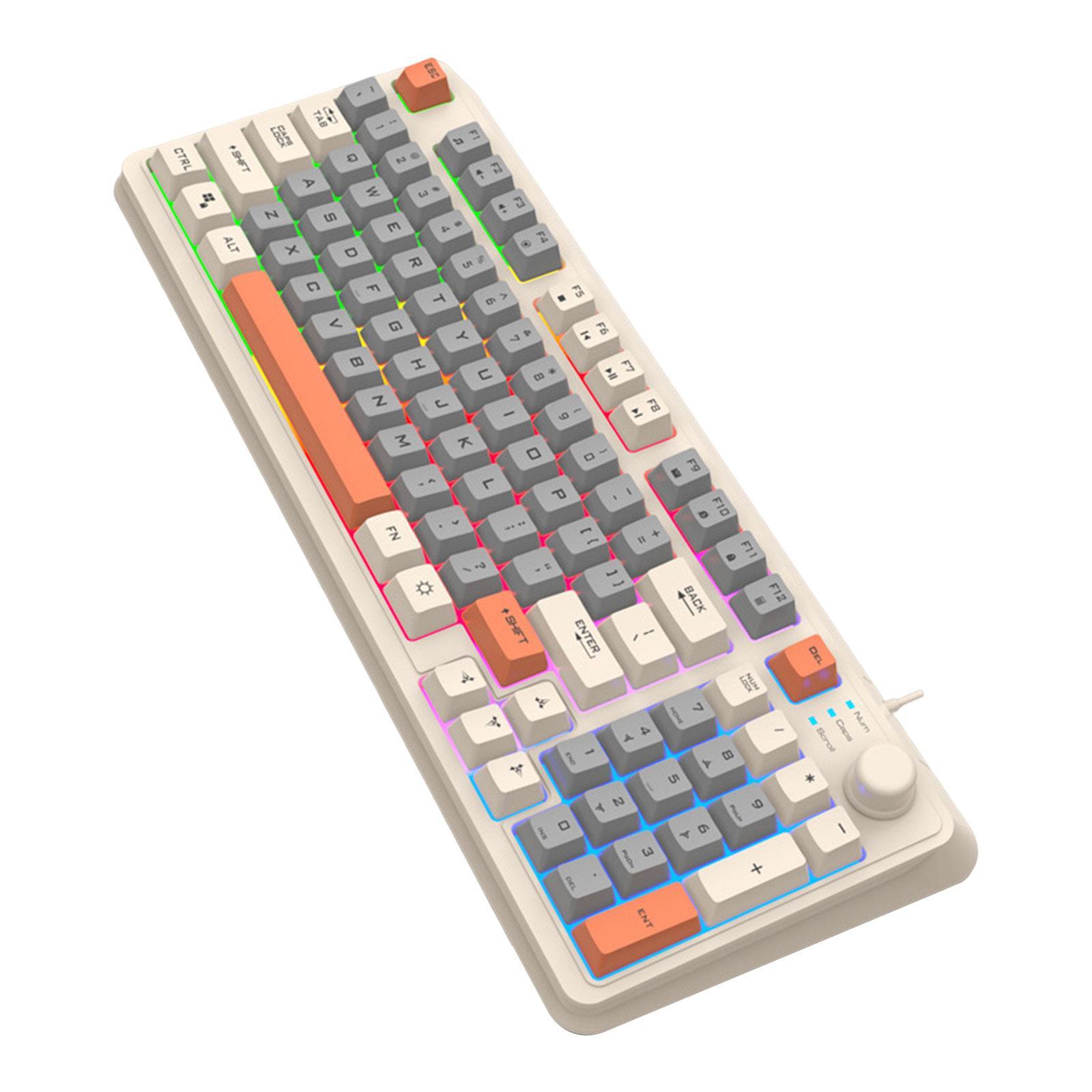 RGB Gaming Keyboard 94 Keys Compact USB Wired Keyboard for Windows PC Gamers