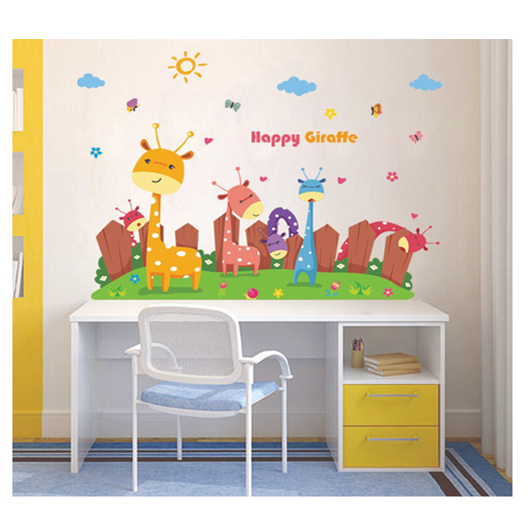 Decal Dán Tường Vườn Thú Hươu Cao Cổ EB220