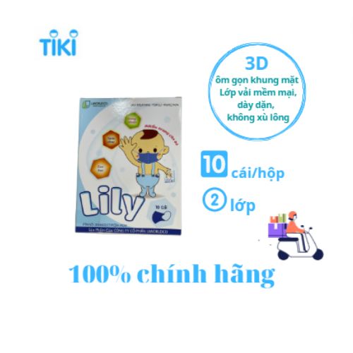 Hộp 10 cái KHẨU TRANG Y TẾ LILY CHO EM BÉ