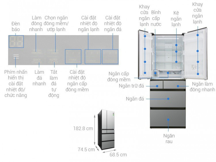 Dung tích 589 lít - Tủ lạnh Panasonic Inverter 589 lít NR-F603GT-X2