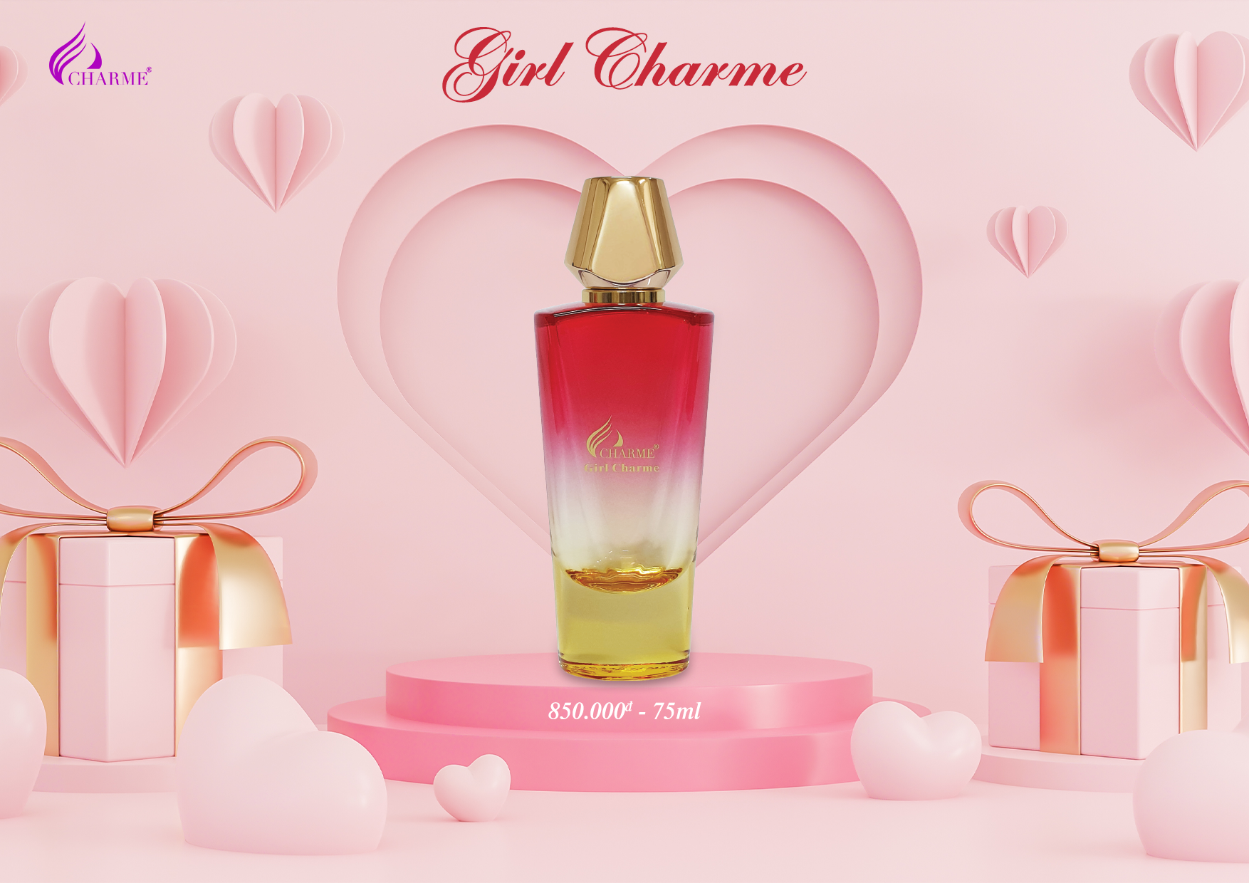 Nước hoa nữ lưu hương lâu, Charme Girl Charme, mùi hương gợi cảm, tinh tế, 75ml