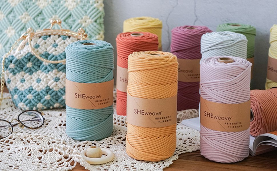 Cuộn 100m -Dây dệt Sheweave 100% cotton size 3mm thắt MACRAME, đan, móc handmade