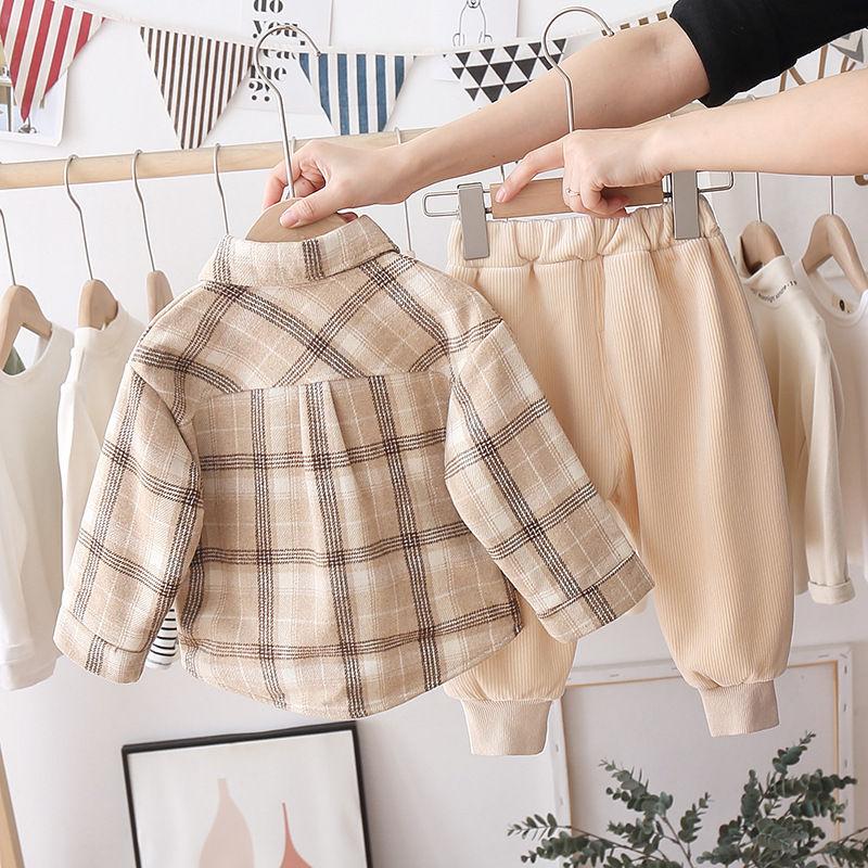 Kẻ Sọc Thời Trang Trẻ Em Bộ Ấm Sang Trọng Cao Cấp Áo Sơ Mi + Quần Bé Trai Quần Áo Bộ Quần Áo Dài Tay Trẻ Em Tracksuits Bé Trai đảng Áo Khoác