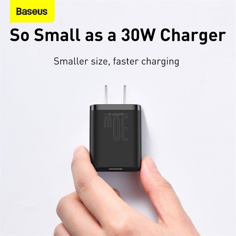 Củ sạc nhanh Baseus 30W, Củ sạc Baseus Si 30W, Củ sạc Baseus Super Si Quick Charger 30W dùng cho iPhone/ Samsung/ OPPO... (30W, Type C, PD/ QC3.0 Quick charger)