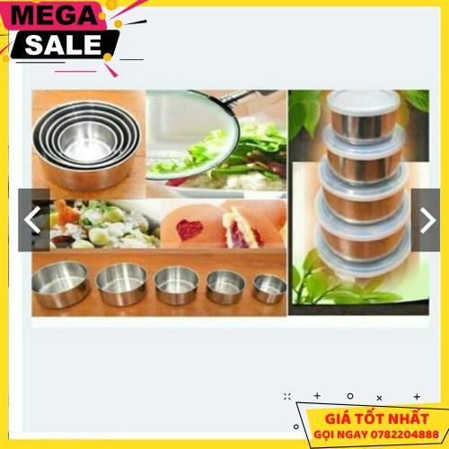Bộ 5 Bát Inox Có Nắp Đậy Tiện Ích - Giao Hàng Toàn Quốc