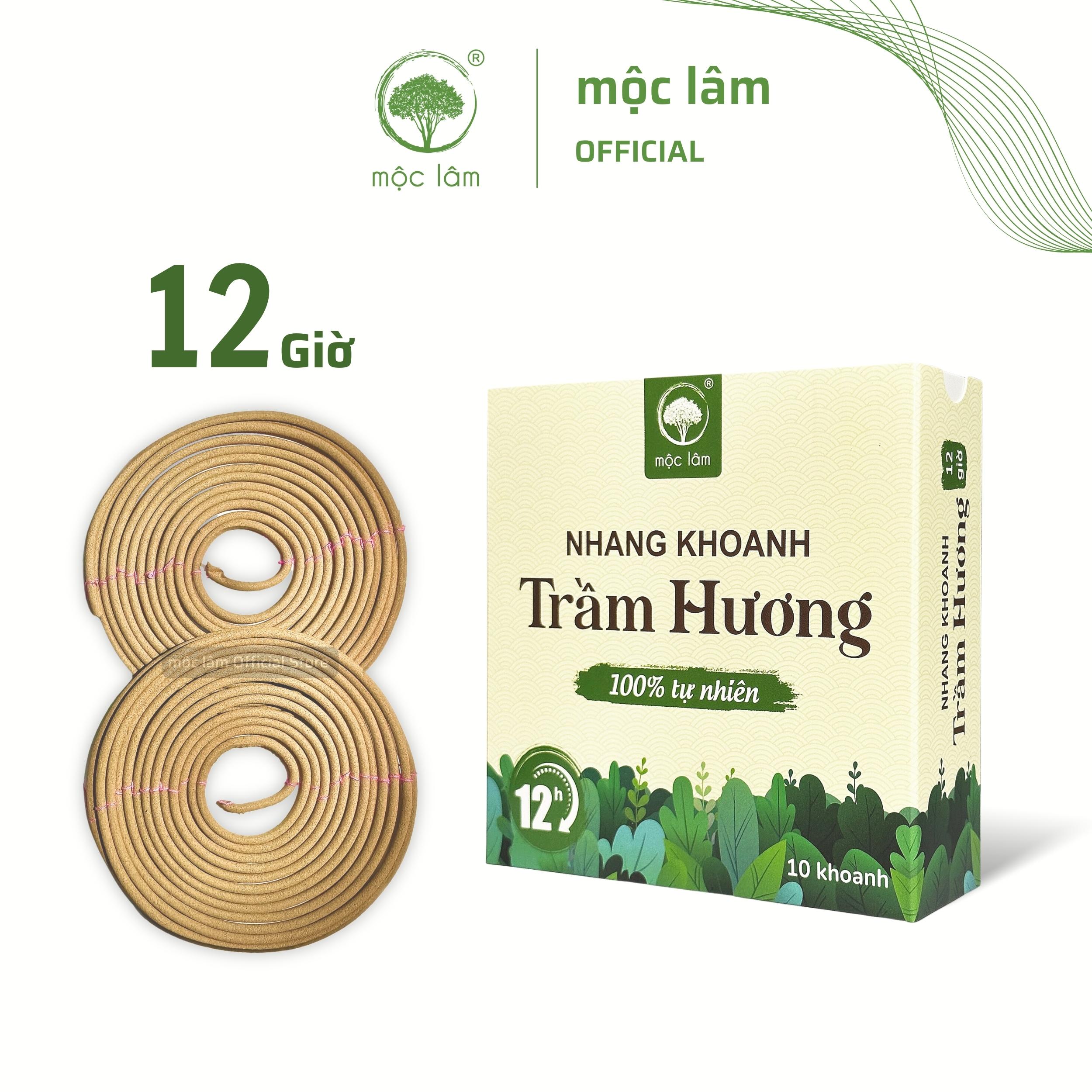 Nhang Khoanh Trầm Hương 12 Giờ 10 Khoanh MỘC LÂM Nhang Trầm Vòng 100% Tự Nhiên