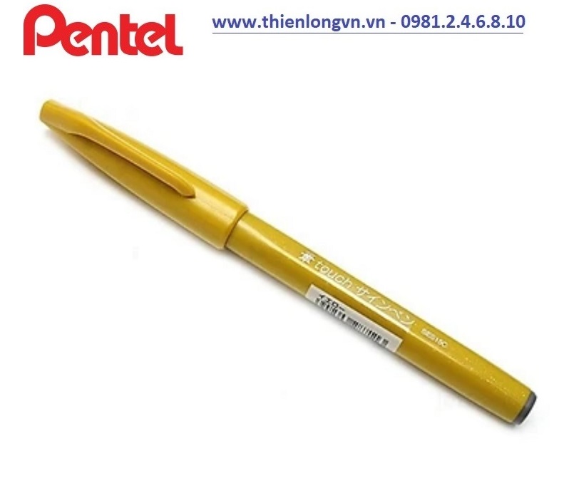 Bút lông viết thư pháp hiện đại Pentel SES15C-G màu vàng; Calligraphy Fude Touch Sign - Yellow