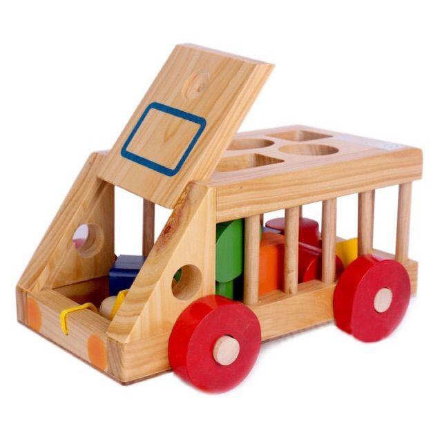 Xe gỗ thả hình khối đồ chơi an toàn cho bé