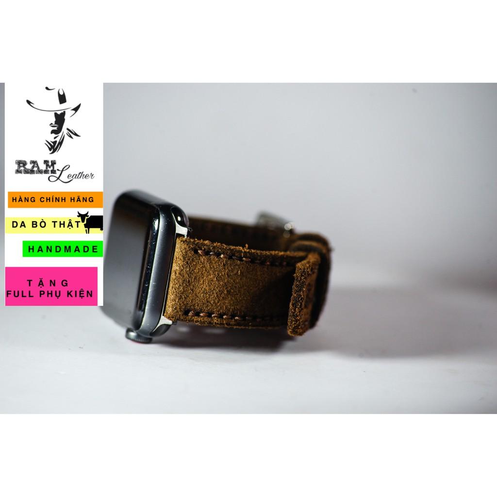 Dây đồng hồ RAM Leather da bò lộn nâu đậm - RAM classic 1960