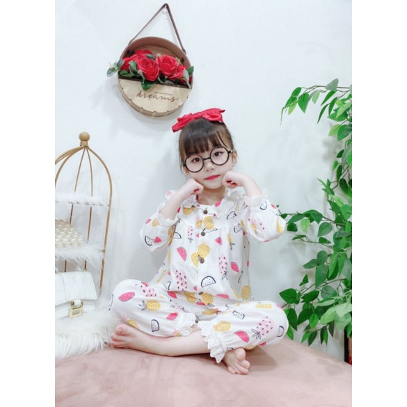 Bộ pijama chất thô đũi cho bé gái