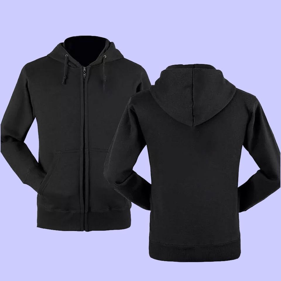 Áo khoác nỉ đen trơnMẫu hoodie kéo khóa zip nỉ đen - Xưởng may áo khoác nỉ đẹp giá rẻ