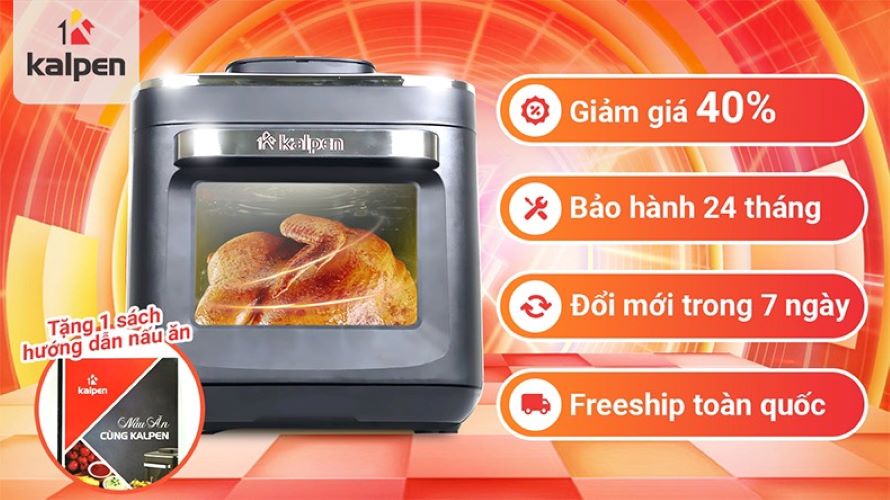 Nồi Chiên Không Dầu Hơi Nước Công Nghệ Mới Kalpen X15, dung tích 15L. Hàng chính hãng