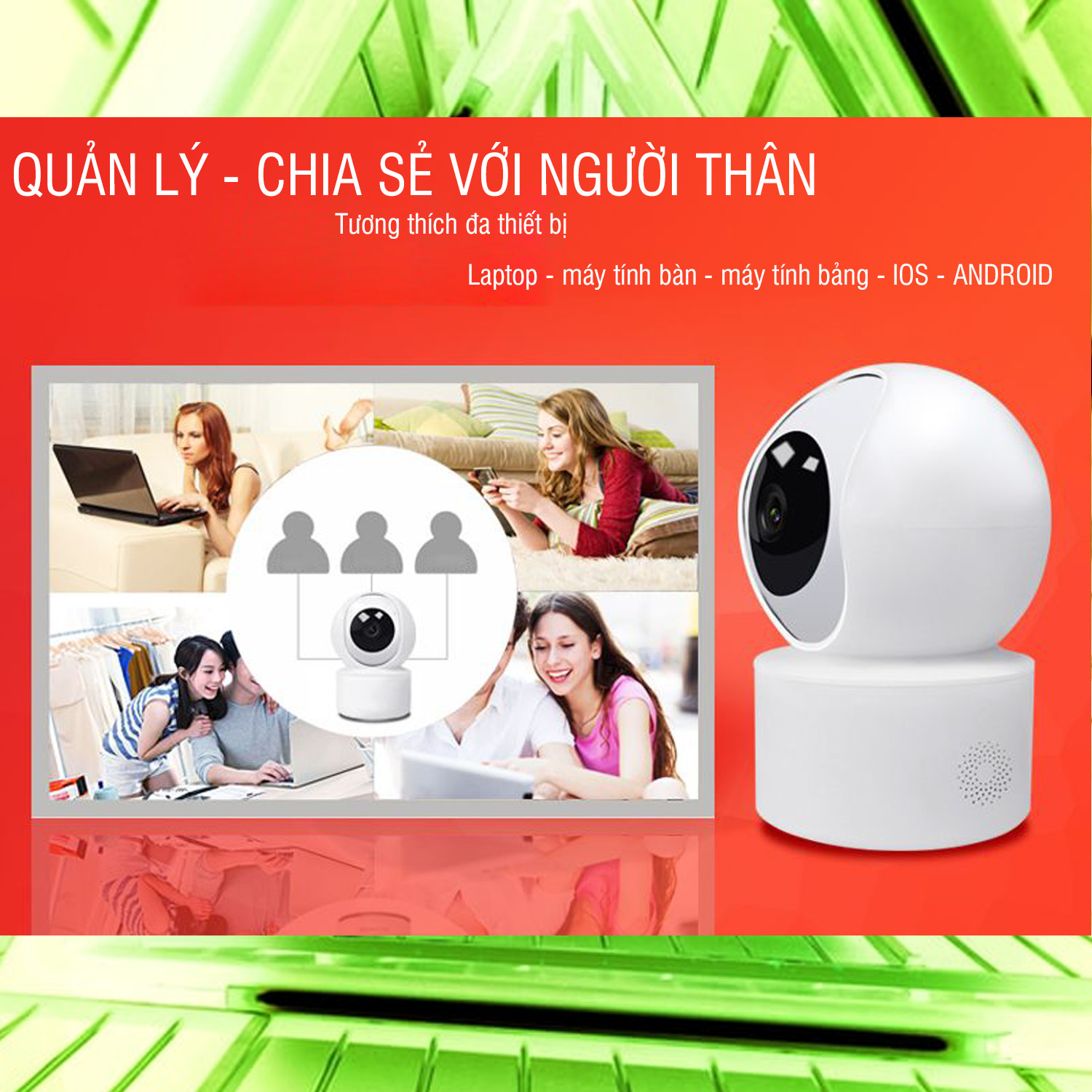 Carecam IP-Camera Wifi- Xoay Theo Chiều Chuyển Động- Hỗ Trợ Đàm Thoại 2 Chiều, Hồng Ngoại Ban Đêm- Hàng Nhập Khẩu