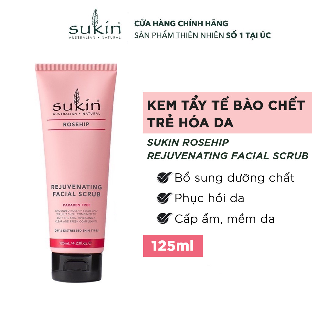 Kem Làm Sạch Tế Bào Chết Da Mặt Tầm Xuân Sukin Rosehip Rejuvenating Facial Scrub 125ml