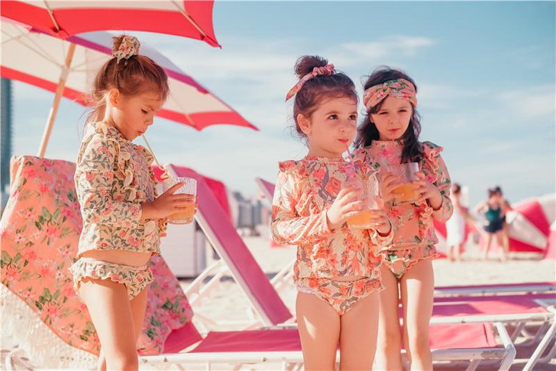 Hoa Đồ Bơi Mùa Hè 2020 Phong Cách Mới 2 Bộ Áo Dài Tay Dành Cho Nóng Trẻ Em Dễ Thương Đồ Bơi Quần Áo 3-8Y e20207