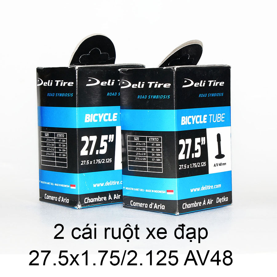 uột xe đạp 27.5x1.75/2.125 van Mỹ dài 48mm DELI-TIRE - cặp 2 cái săm xe đạp