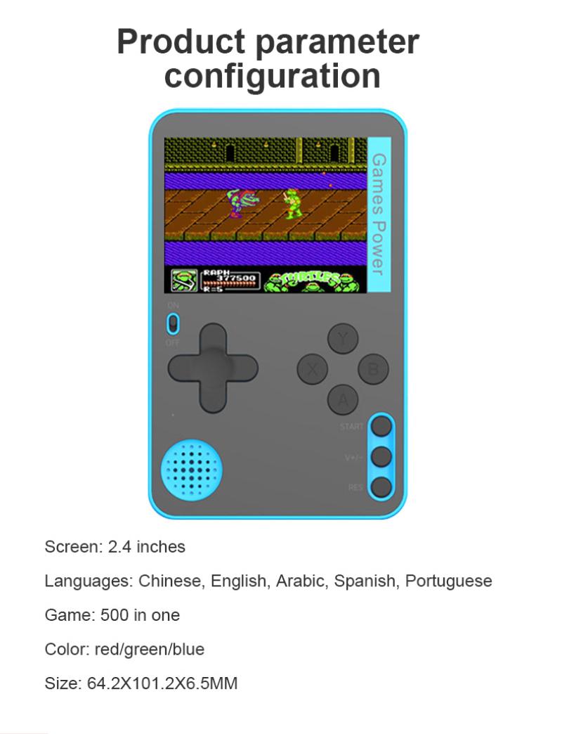 K10 Handheld Video Games Console Built-in 500 Retro Classic Games Gaming Player Mini Pocket Gamepads