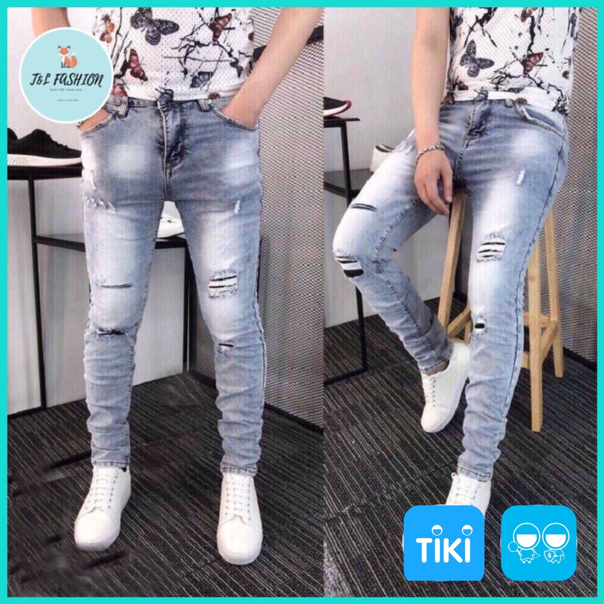 Quần Jean Nam , Quần Bò Màu Xanh Co Giãn Phong Cách Thời Trang Hàn Quốc Cao Cấp ms668