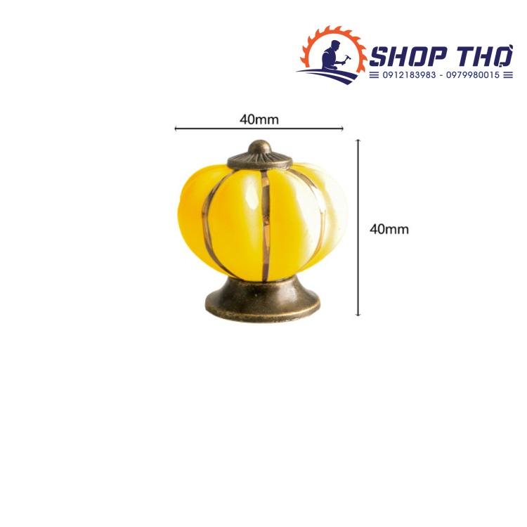 Núm kéo gốm sứ bí ngô nhiều màu sắc không gian nội thất