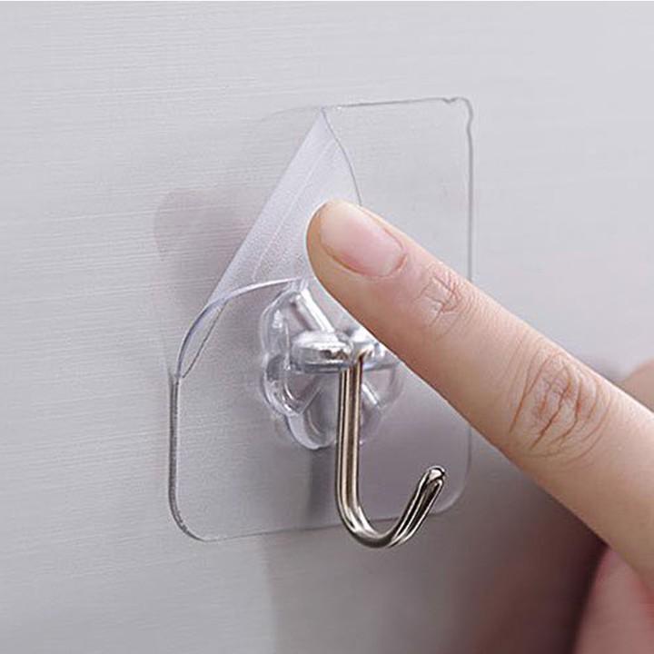Set 10 Móc Dán Tường Siêu Dính Trong Suốt Chịu Lực Tốt Treo Tường Chắc Chắn