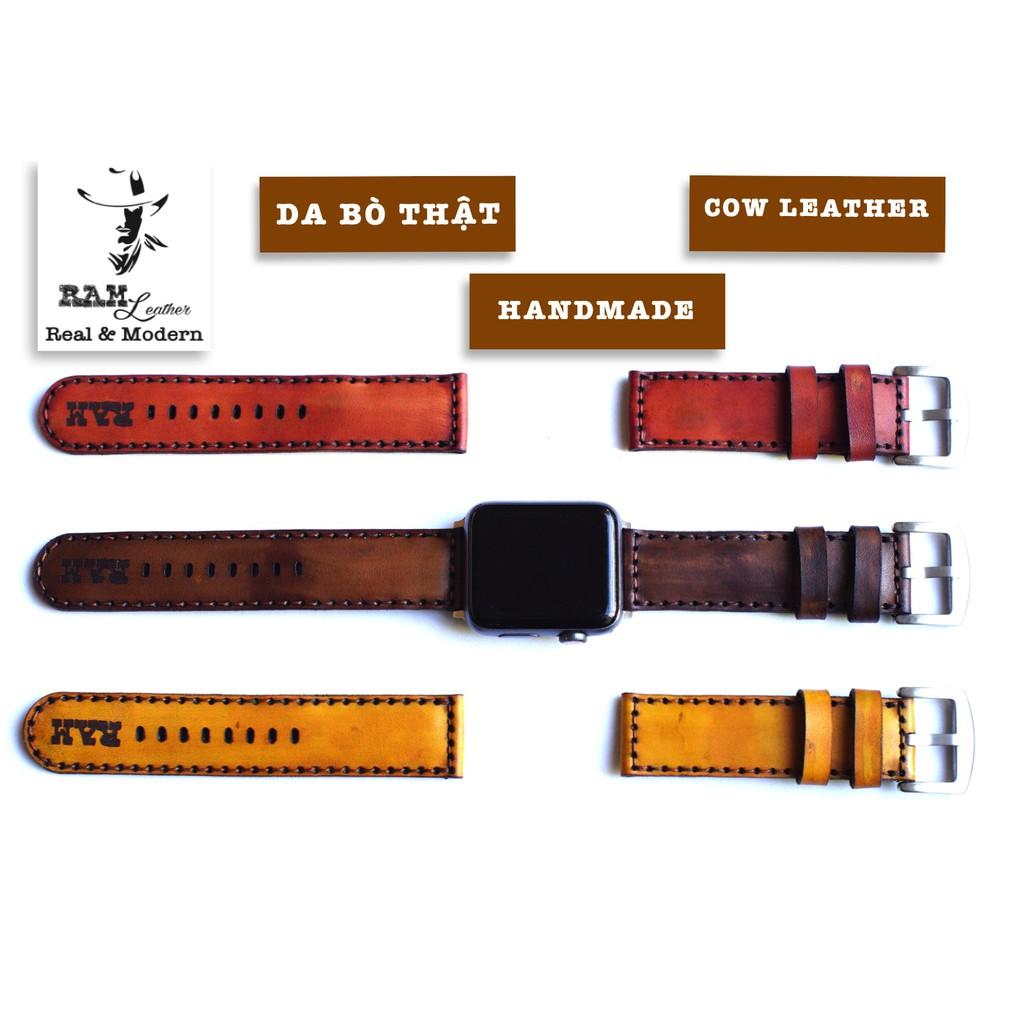 Dây đồng hồ da bò vegtan thảo mộc Ý nhuộm thủ công - RAM Leather Bauhaus 1970 socola