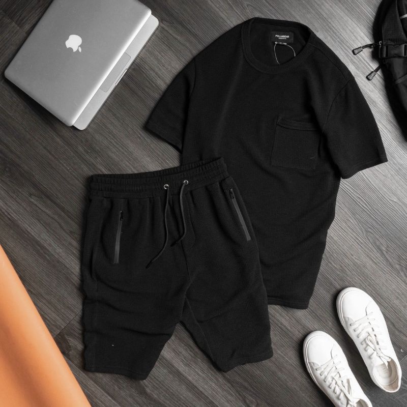 Bộ thể thao nam, bộ mặc ở nhà chất cotton xốp 2 món