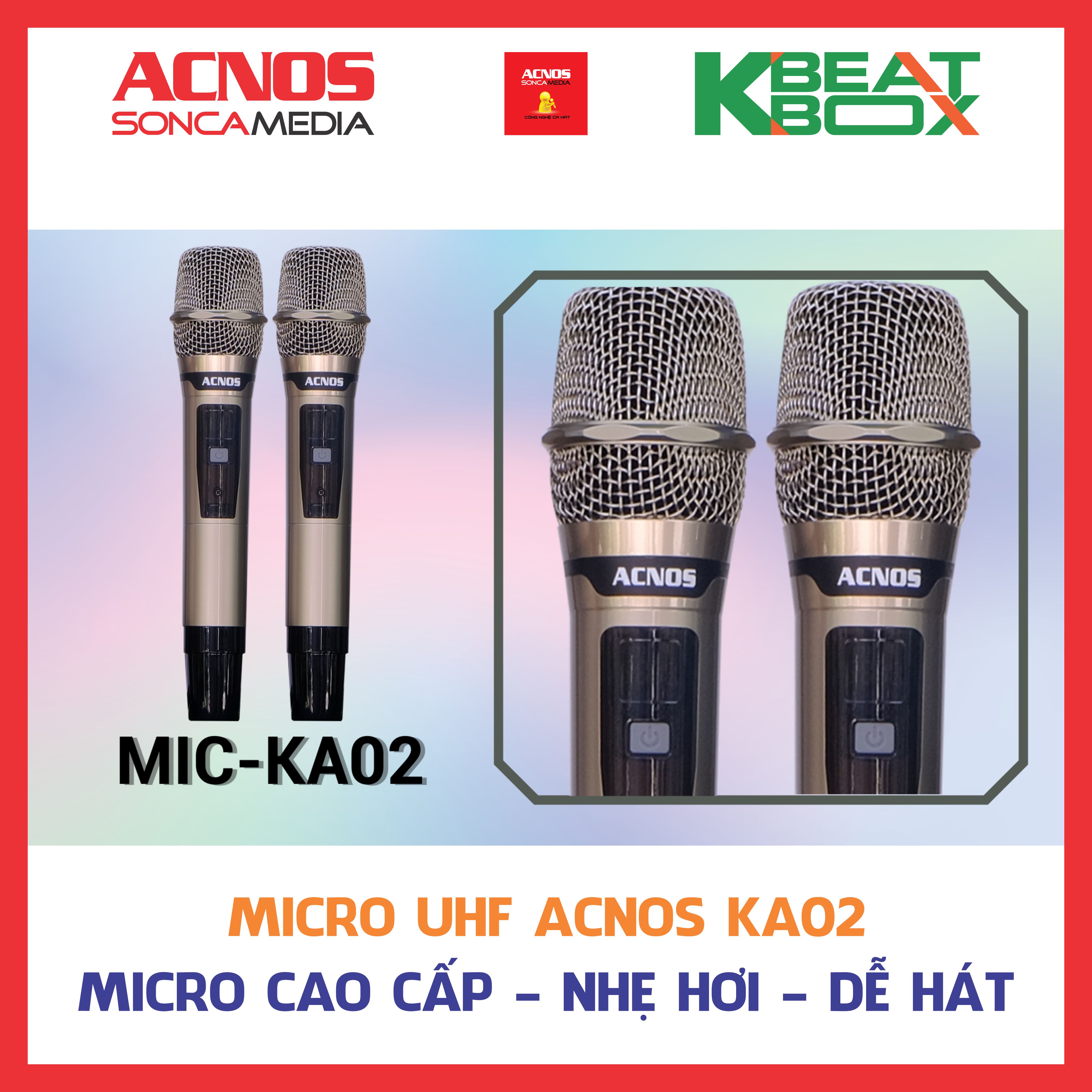 Micro không dây UHF ACNOS KA02 cao cấp - Bảo hành 6 tháng (Micro rời - 1 cặp) [HÀNG CHÍNH HÃNG]