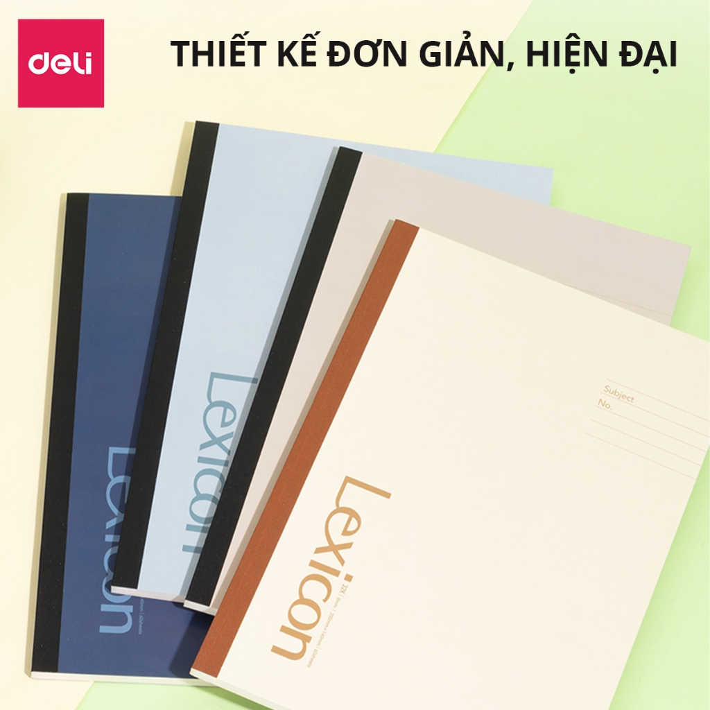 Set 10 Tập Vở Dán Gáy Kẻ Ngang A5 B5 Deli - 120 Trang Giấy Chống Lóa - Sổ Tay Ghi Chép Học Sinh Takenote Nhiều Màu