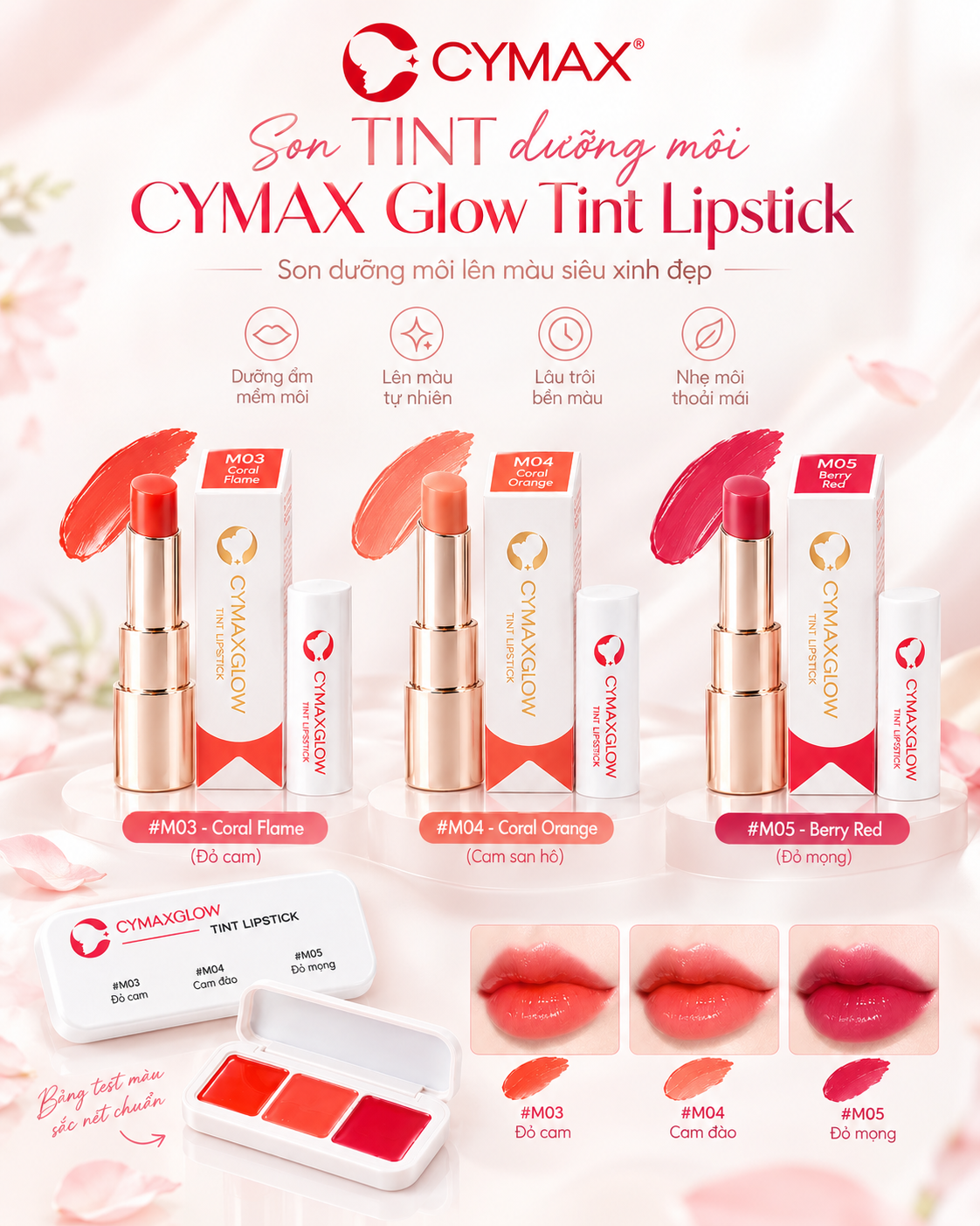 Son Tint CYMAX Glow Tint Lipstick - Son Dưỡng Môi Lên Màu Chuẩn, Nhập Khẩu Chính Ngạch Hàn Quốc