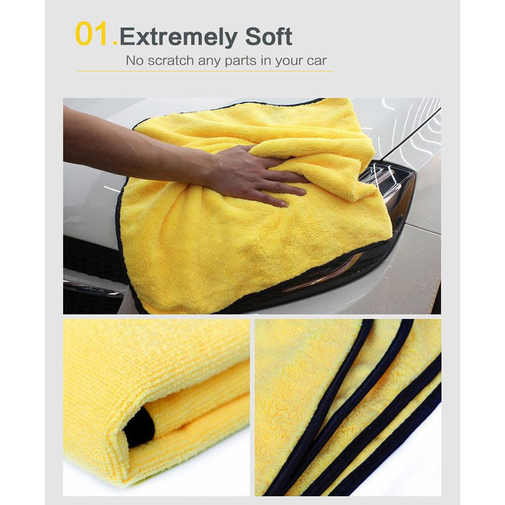 Microfiber Car Wash Towel Window Floor Drying Cloth Soft Household Yellow